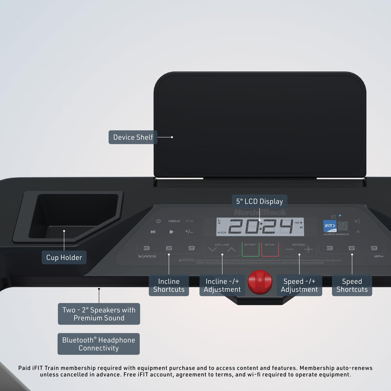 NordicTrack T Series 5 Foldable Treadmill with Auto Incline & AI Coaching – 12 MPH Speed